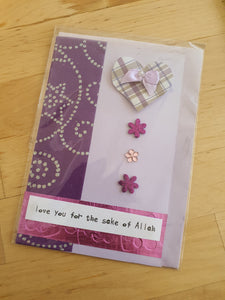 Handmade 'Love You For the Sake of Allah' Card